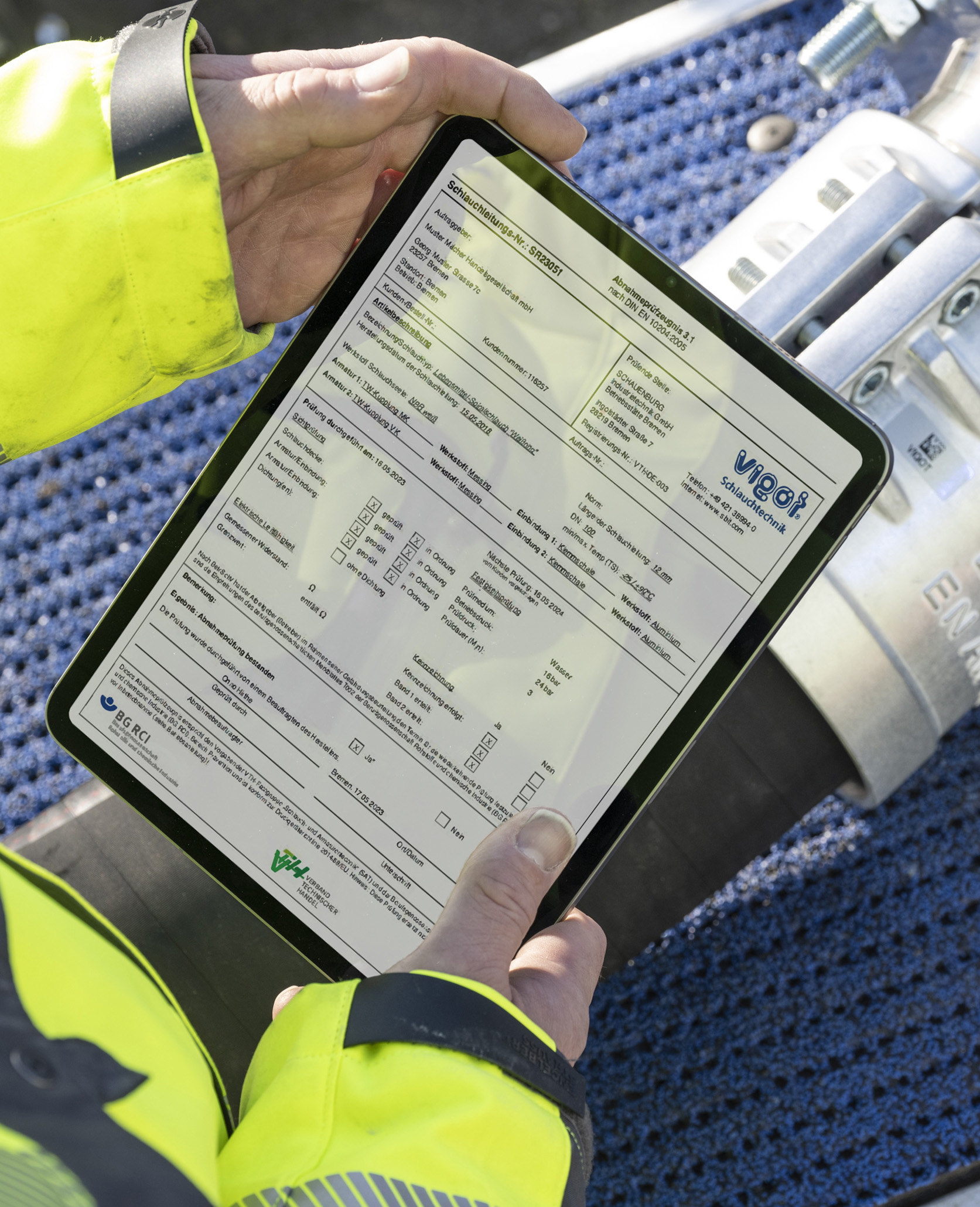 VIGOT Industrietechnik, Mobile Mitarbeiter, Prüfdruck, Mobile Prüfstation